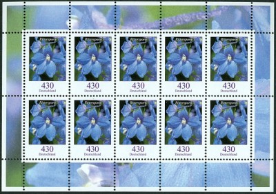 Bund 2005 MiNr. 2435 Freimarke Rittersporn 430 Cent ZehnerBogen.jpg