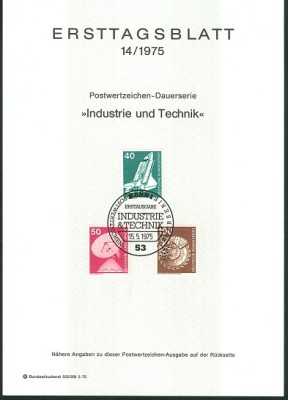 Bund 1975, MiNr. 850, 851, 854, Industrie und Technik I -4.jpg