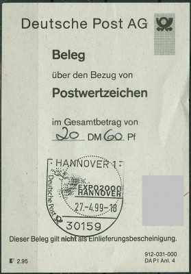 Postquittung 1999, Beleg für Postwertzeichen-a.jpg