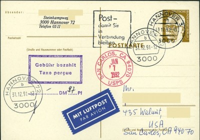 Gebühr bezahlt Taxe perce - Silvester 1991.jpg