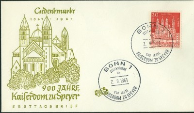 Bund 1961, MiNr. 366, KaiserDom zu Speyer-1.jpg